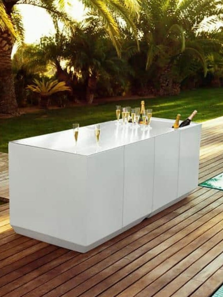Venetian LED Reception/Bar Table With Ice Bucket 200cm/79″ L X 80cm/32″ W X 80cm/32″h